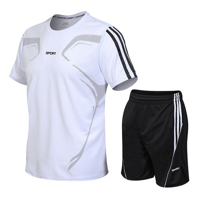 Men's Sport Short Sleeve T Shirt + Shorts Sets - CTHOPER