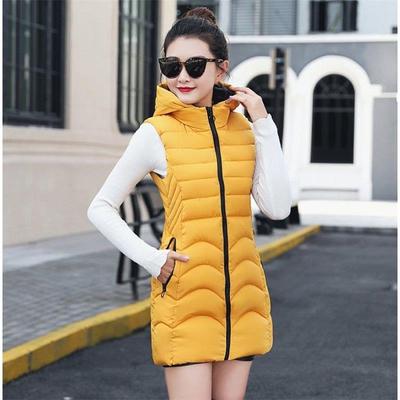 Women Winter Plus Size Hooded Sleeveless Slim Vest Coat - CTHOPER