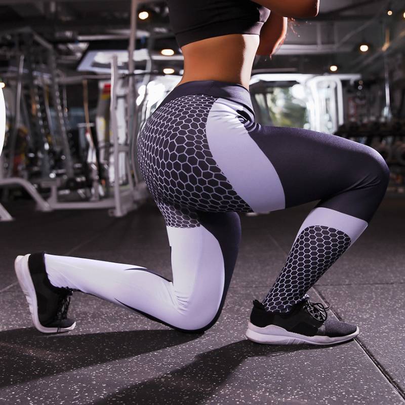 Women's High Waist Print Push Up Running Leggings - CTHOPER