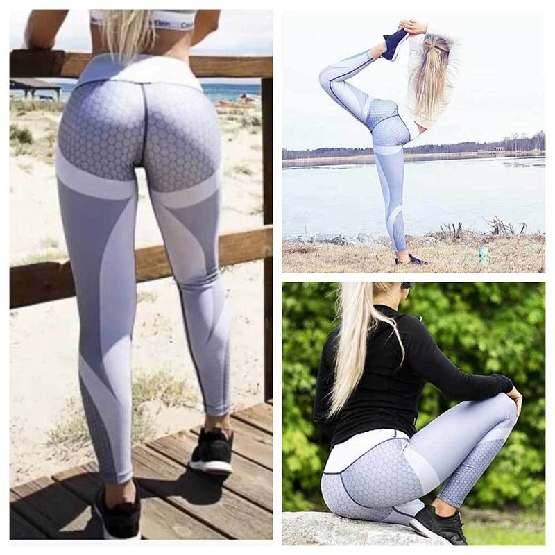 Women's High Waist Print Push Up Running Leggings - CTHOPER