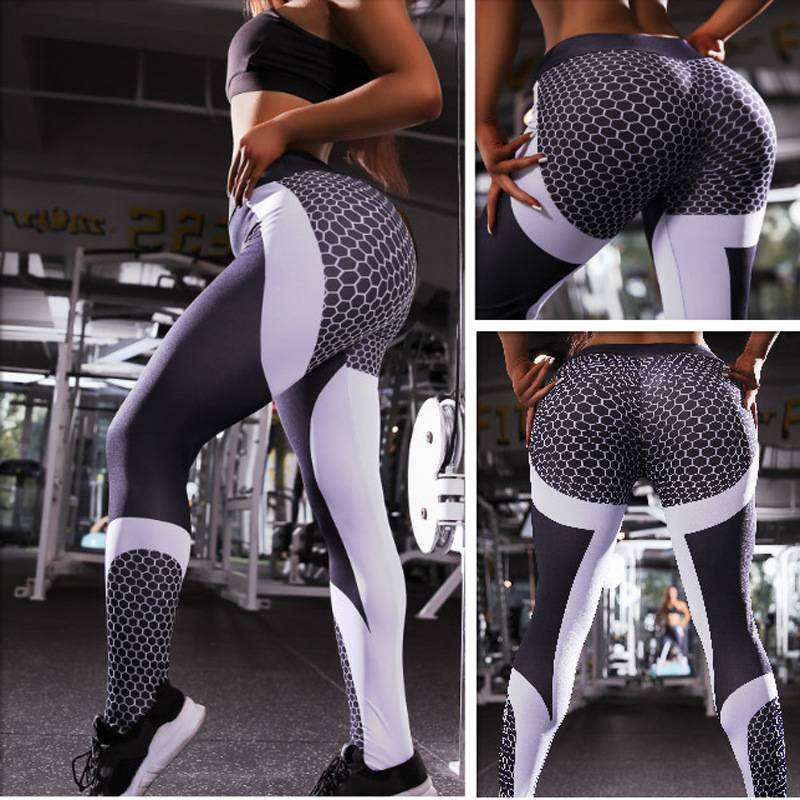 Women's High Waist Print Push Up Running Leggings - CTHOPER