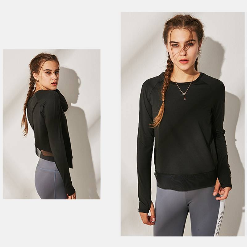 Women's Long Sleeved Split Open Back T Shirts - CTHOPER