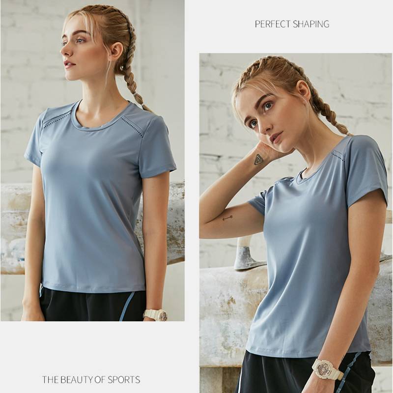 Women's Short Sleeve Running Loose T Shirts - CTHOPER