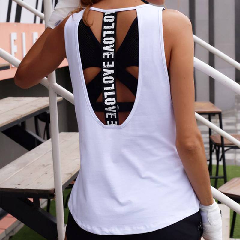 Women's Running Open Back  Backless Tank Tops - CTHOPER