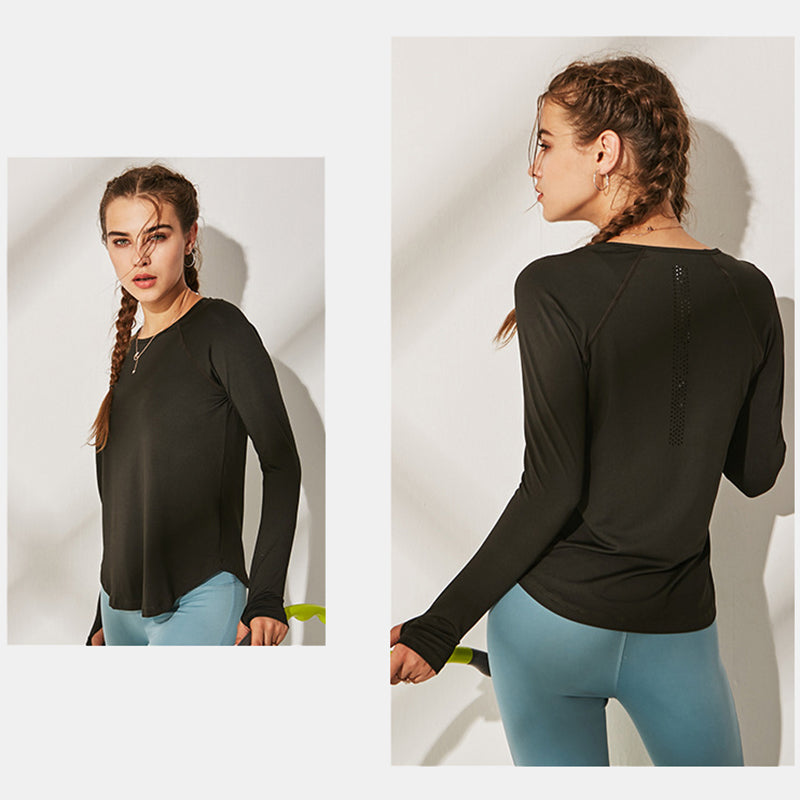 Women's Long Sleeve Workout T Shirts - CTHOPER