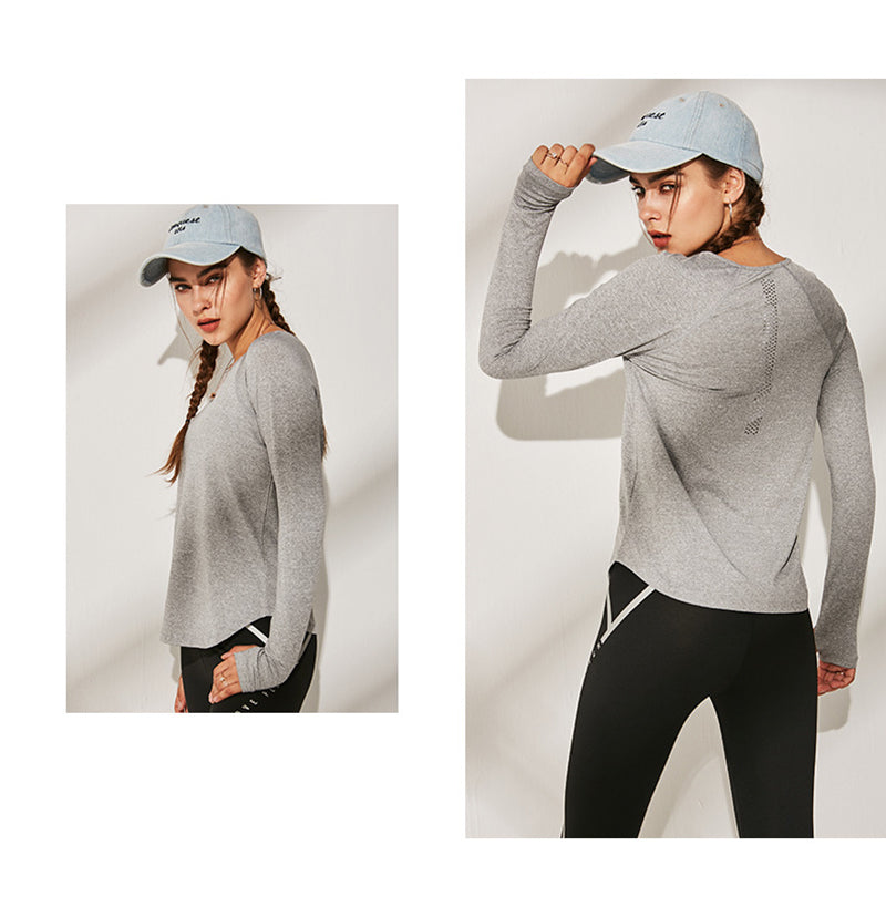 Women's Long Sleeve Workout T Shirts - CTHOPER